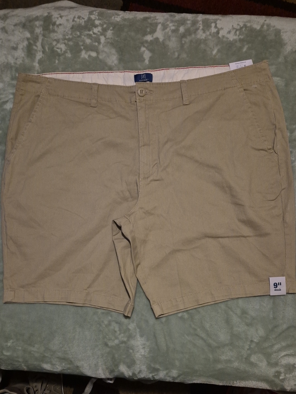 George Men's Tan Flat Front Chino Shorts 9"inseam Nwt